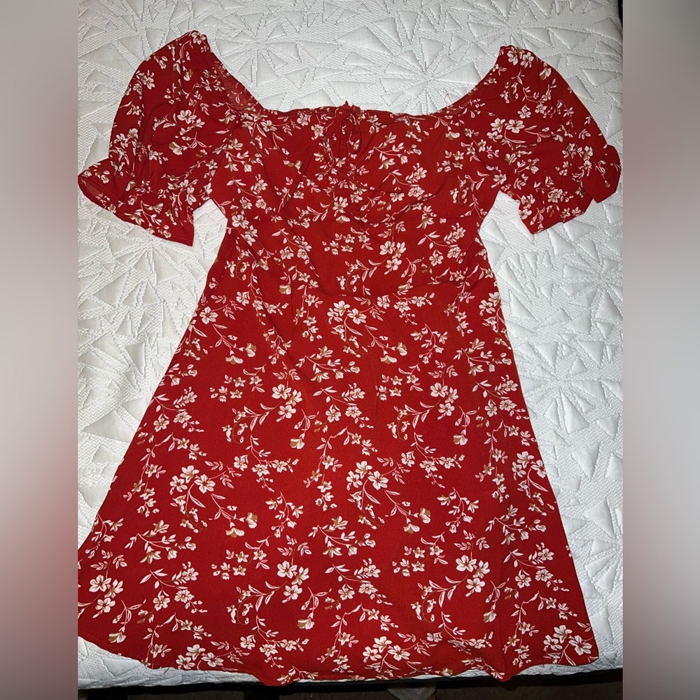Women’s red floral dress